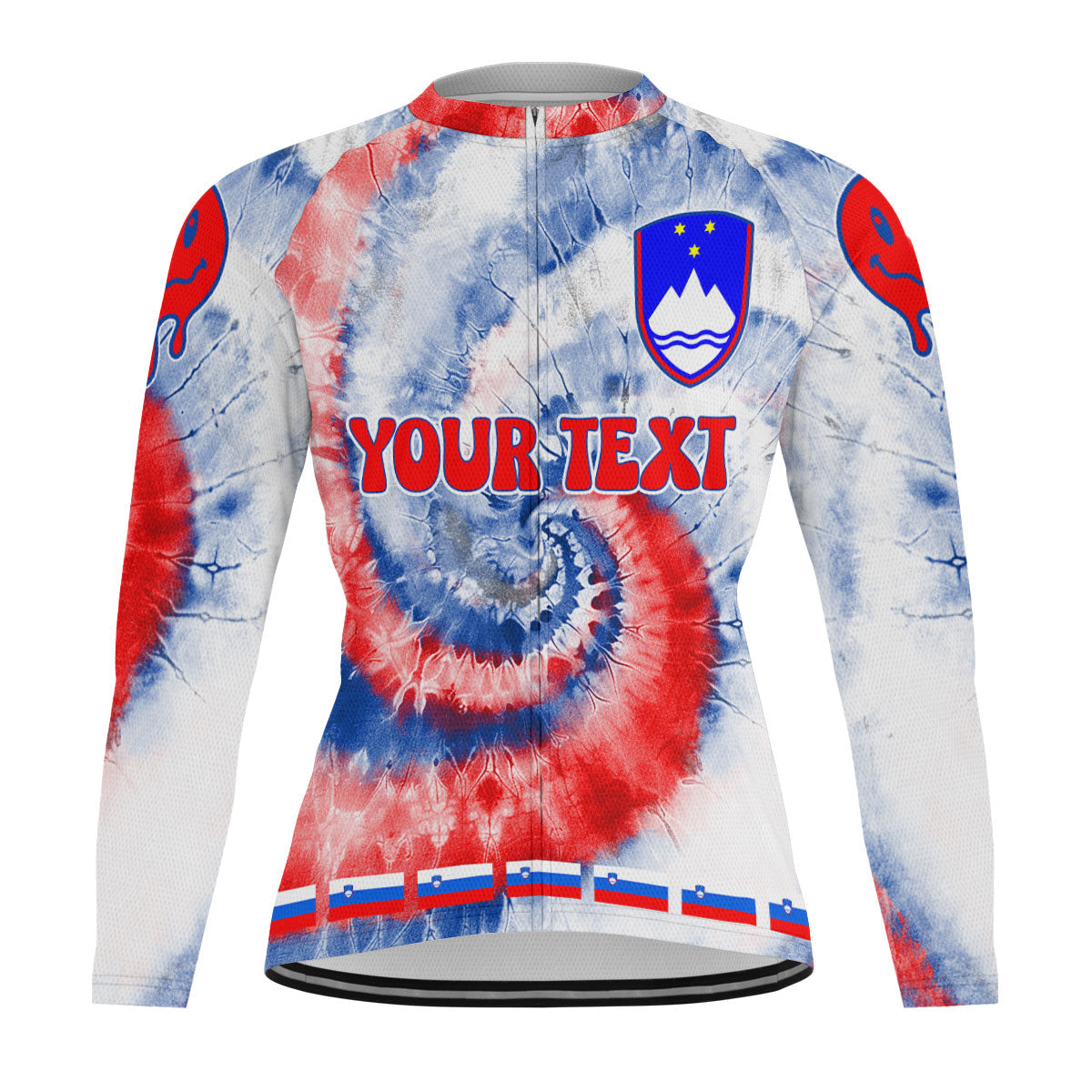 Slovenia Raglan Men Cycling Jersey Long Sleeve Custom Tie Dye Style 2