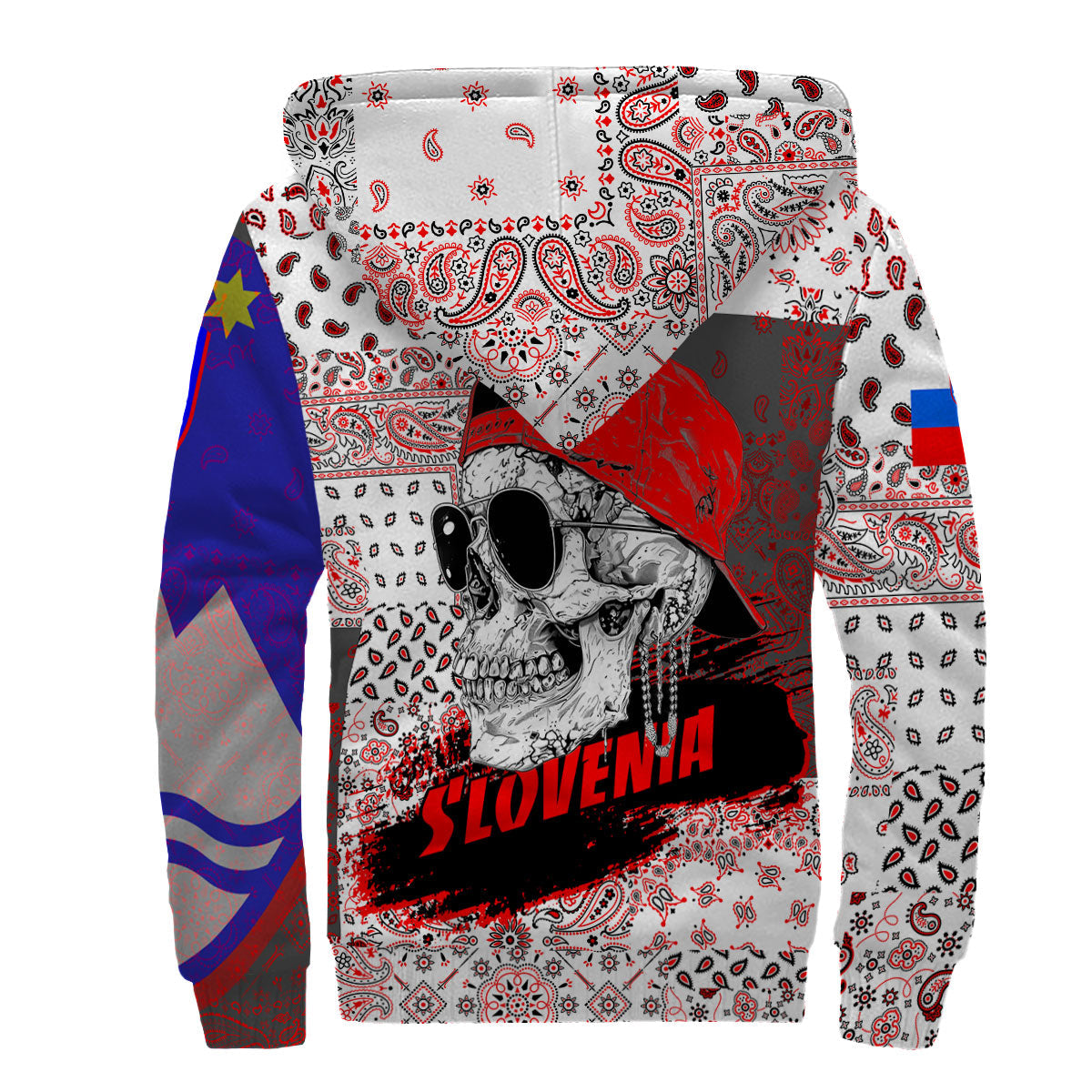 Slovenia Sherpa Hoodie Paisley Flag And Skull Style 2