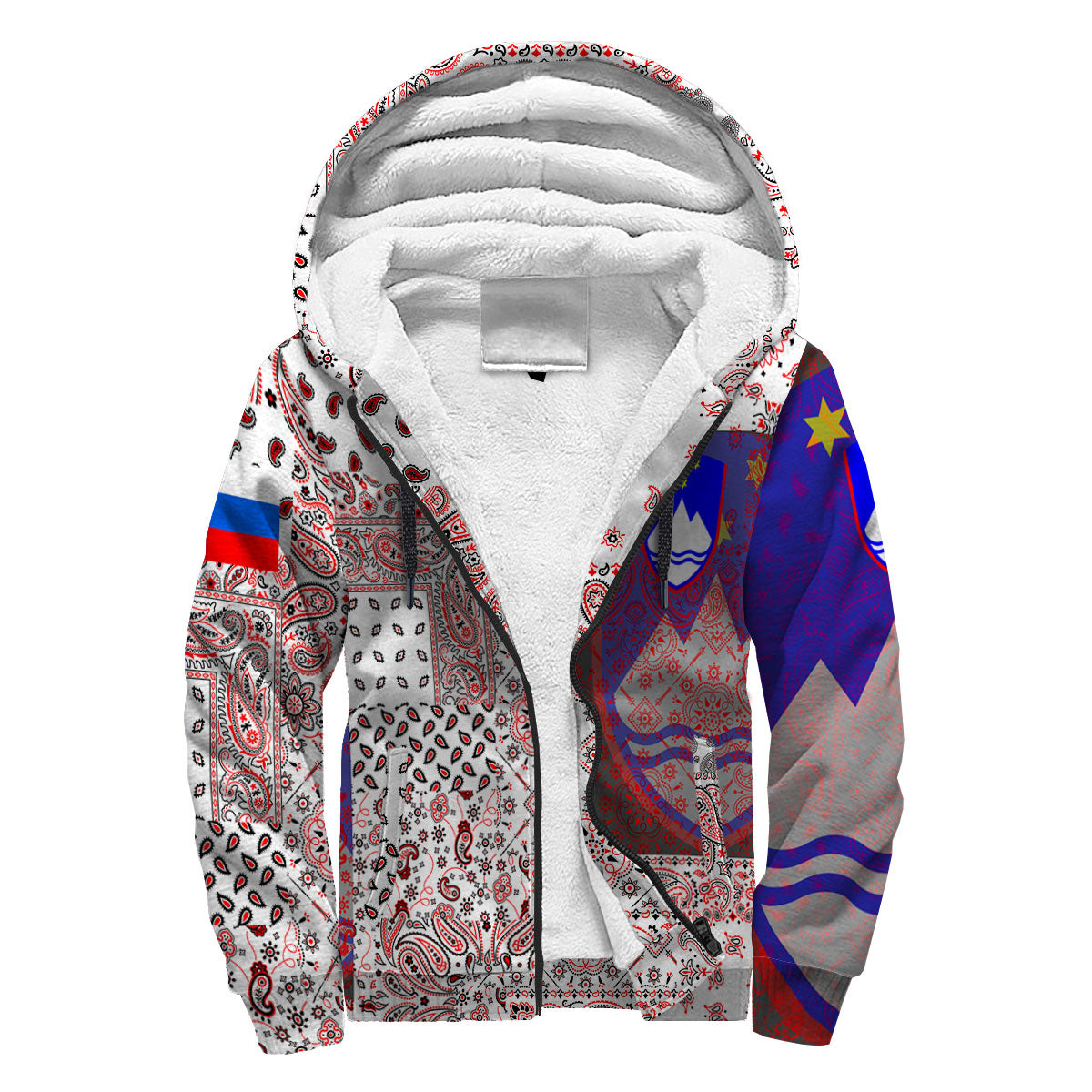 Slovenia Sherpa Hoodie Paisley Flag And Skull Style 3