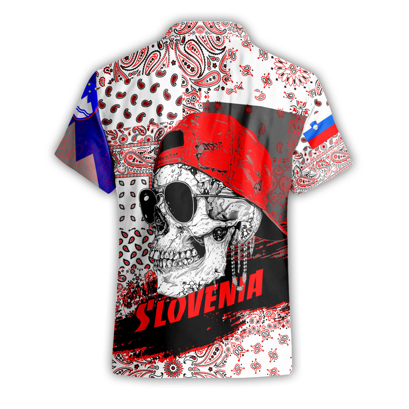 Slovenia Short Sleeve Shirt Paisley Flag And Skull Style 2