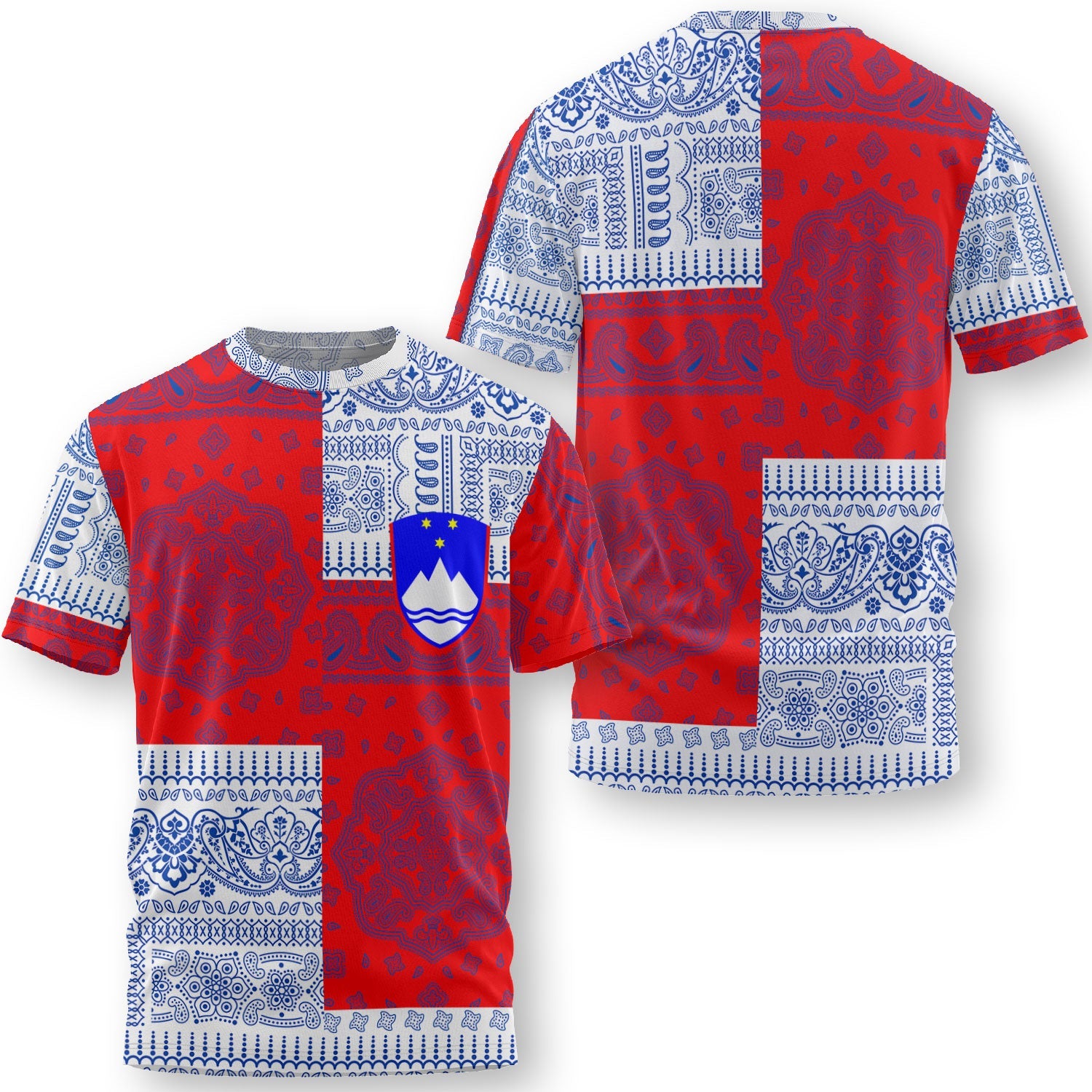 Slovenia T Shirt Flag And Paisley Basic Style 1