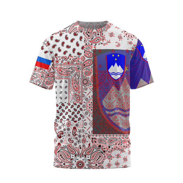 Slovenia T Shirt Paisley Flag And Skull Style 1