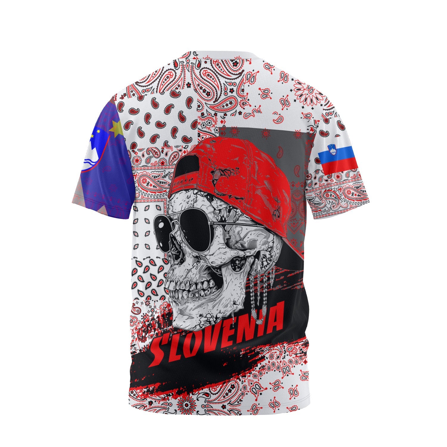 Slovenia T Shirt Paisley Flag And Skull Style 2