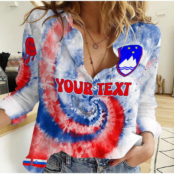 Slovenia Women Casual Shirt Custom Tie Dye Style 1