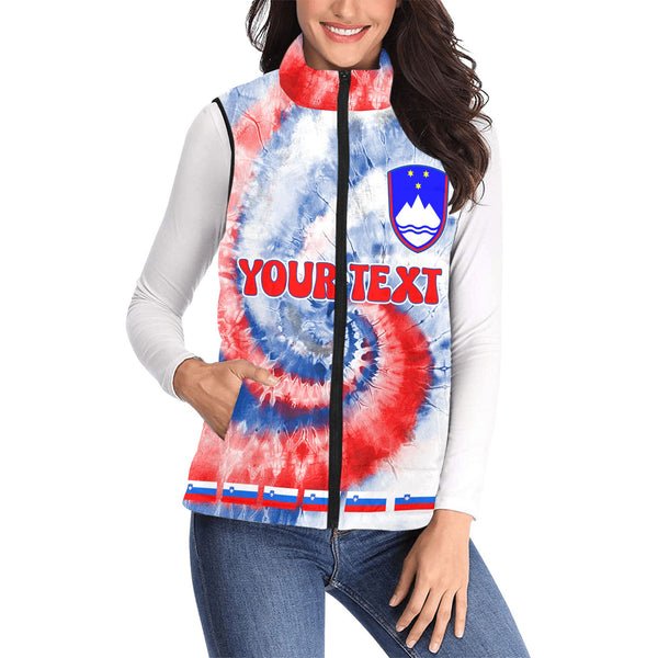 Slovenia Women Padded Jacket Vest Custom Tie Dye Style 1