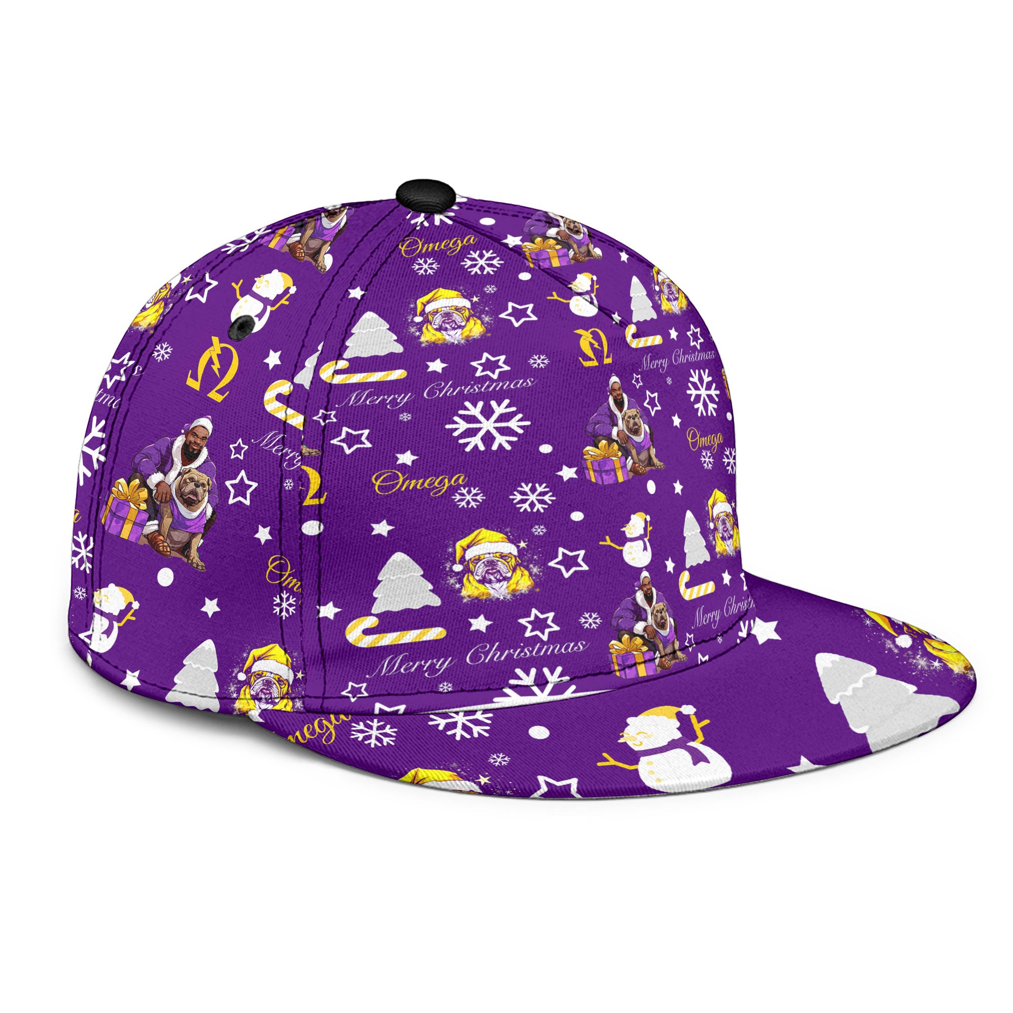 Fraternity Hat - OPP Christmas Snapback Hat Bulldog Purple Pattern Style