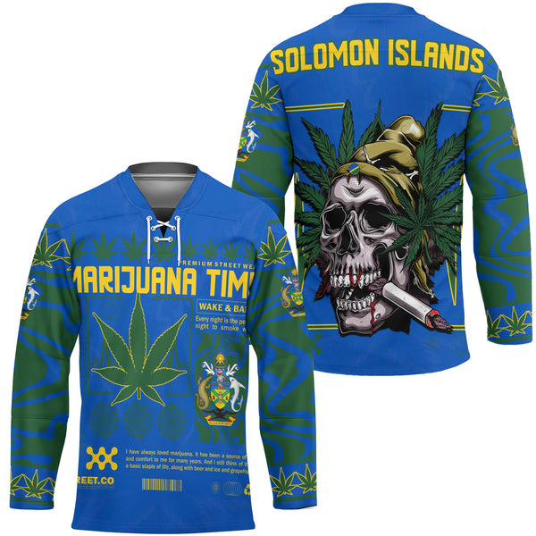 Solomon Islands Hockey Jersey Flag & Coat Of Arms Marijuanas Style