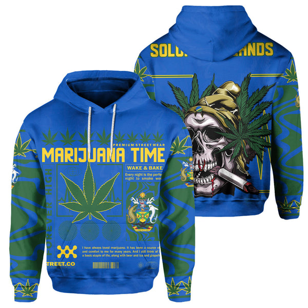 Solomon Islands Hoodie Flag & Coat Of Arms Marijuanas Style