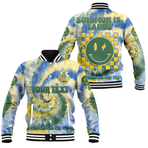 Solomon Islands Baseball Jacket Custom Tie Dye Style 1