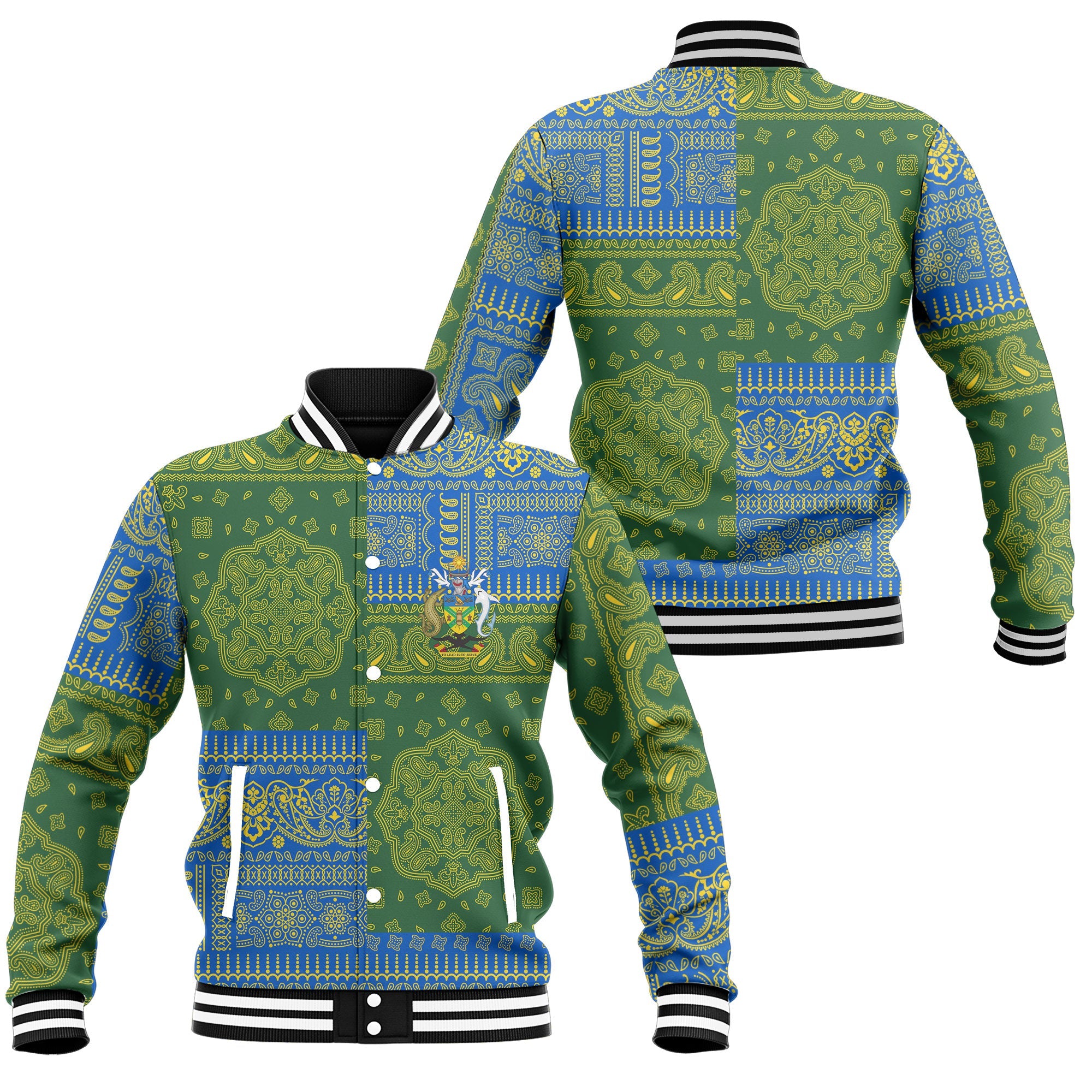 Solomon Islands Baseball Jacket Flag And Paisley Basic Style 1