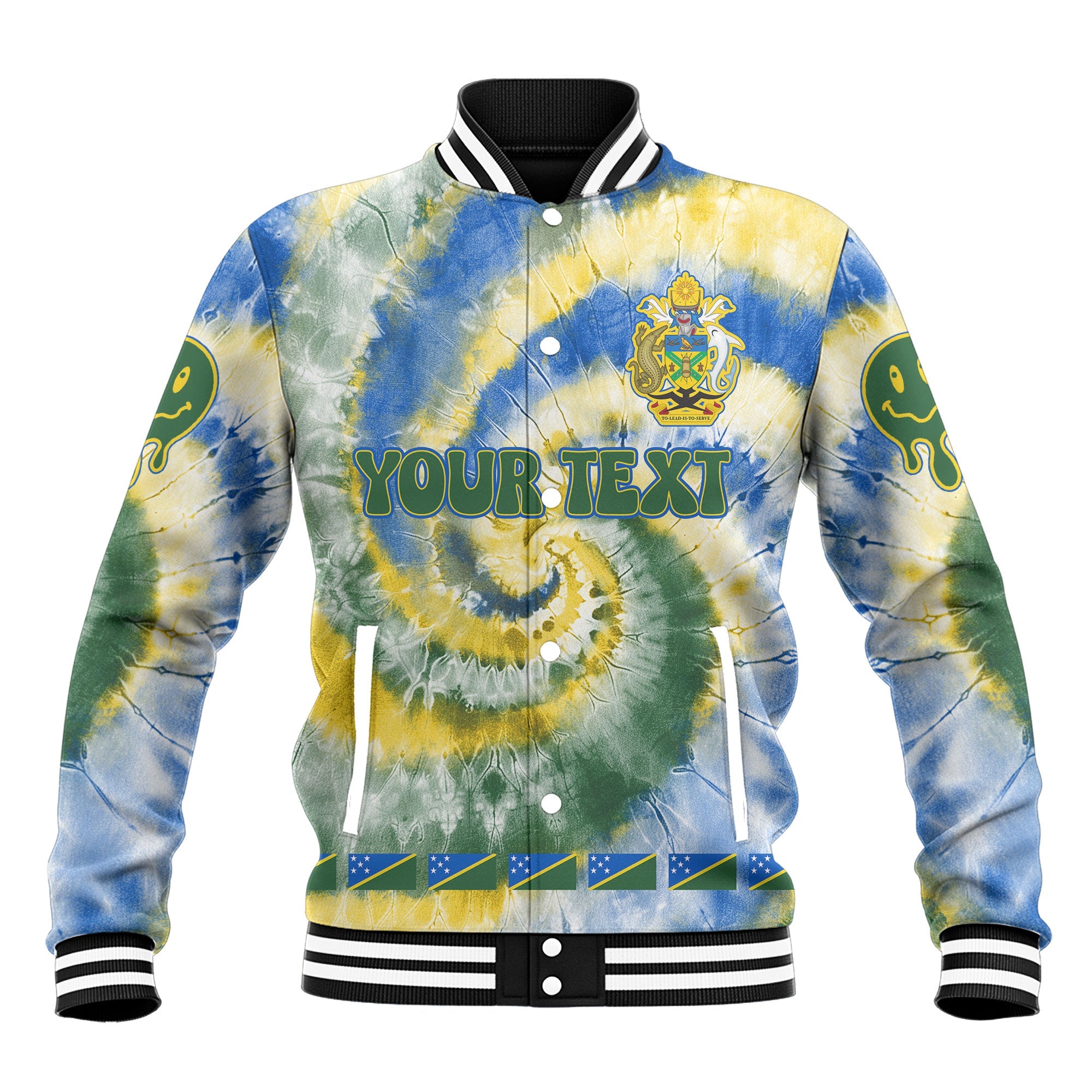 Solomon Islands Baseball Jacket Custom Tie Dye Style 2