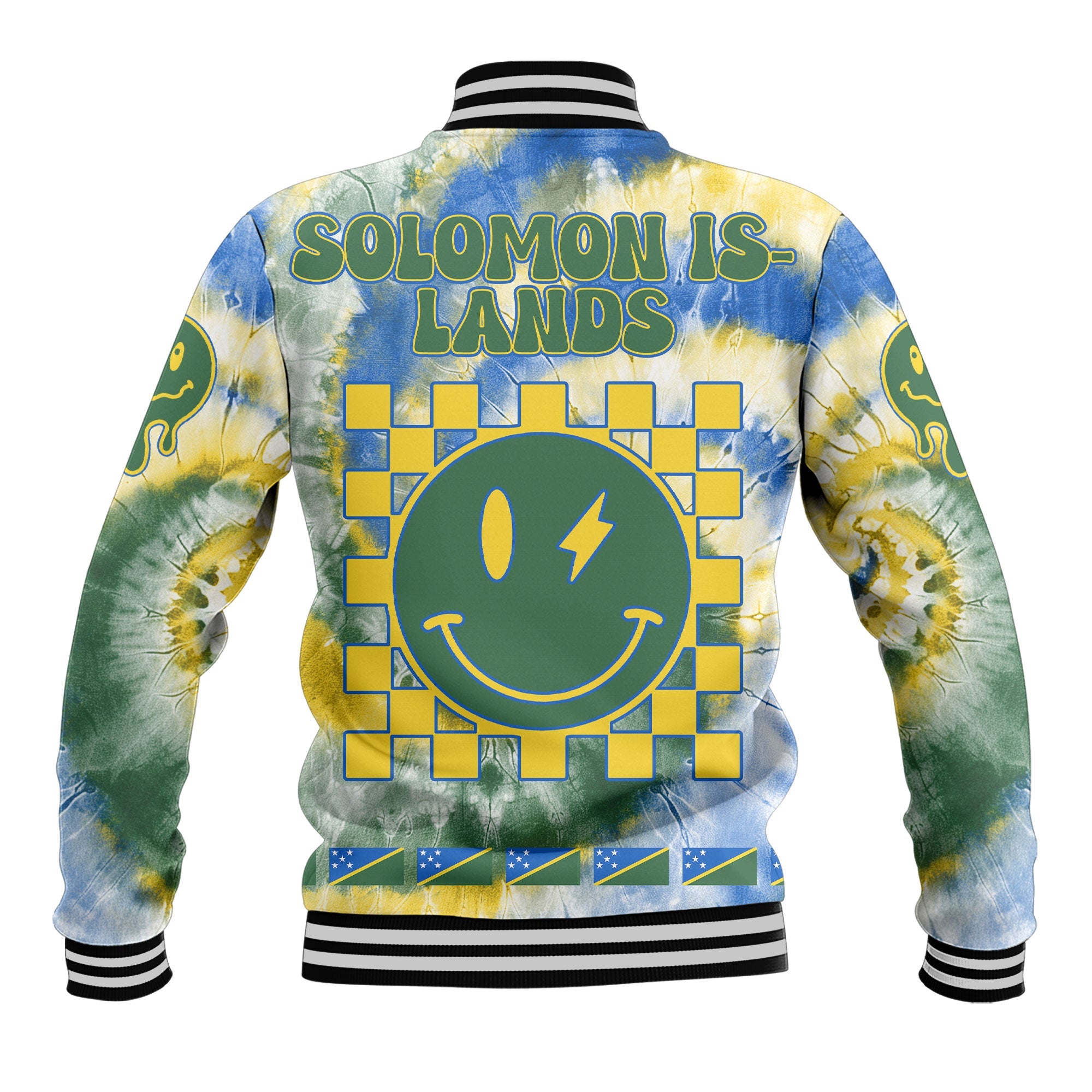 Solomon Islands Baseball Jacket Custom Tie Dye Style 3