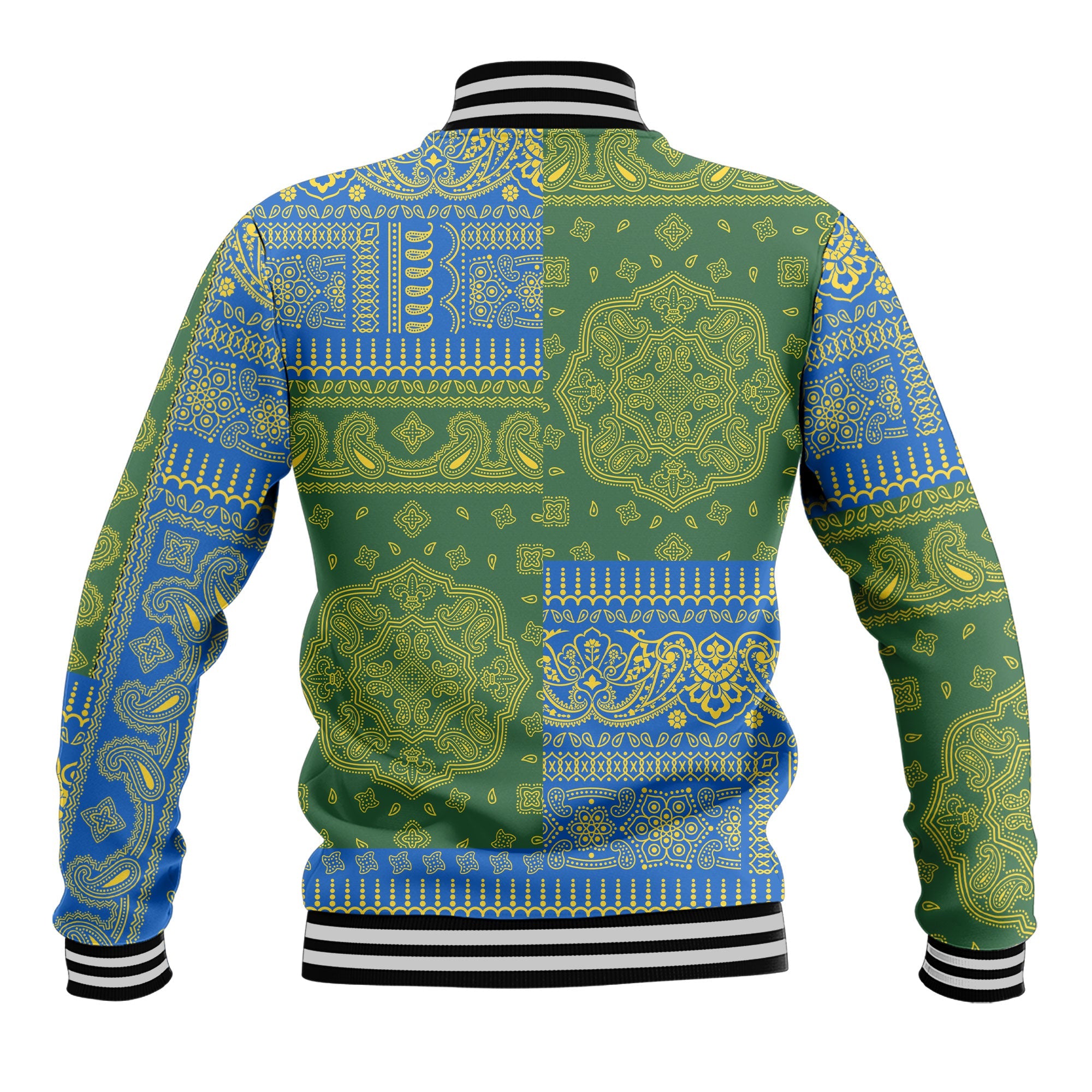 Solomon Islands Baseball Jacket Flag And Paisley Basic Style 3