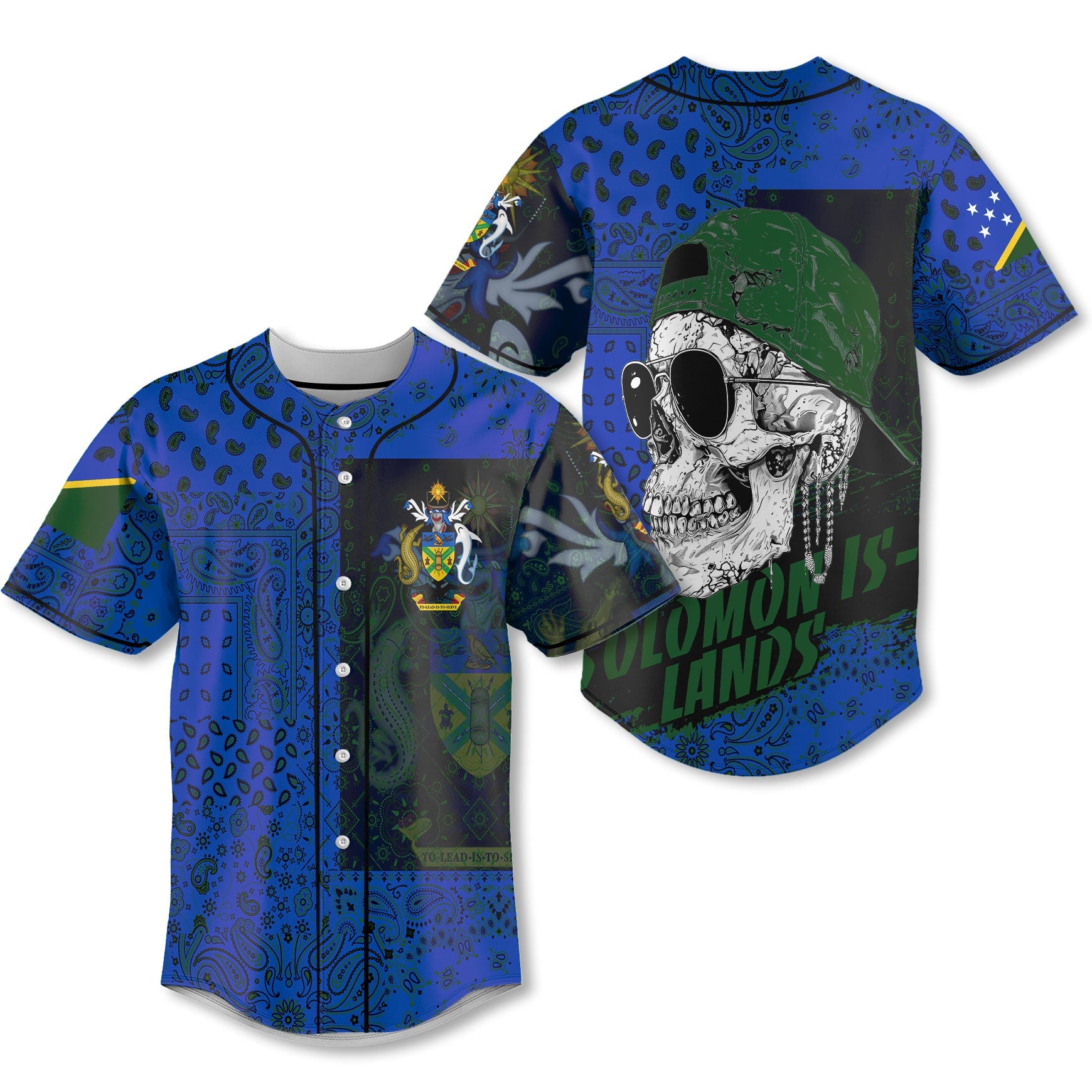 Solomon Islands Baseball Jersey Paisley Flag And Skull Style 1