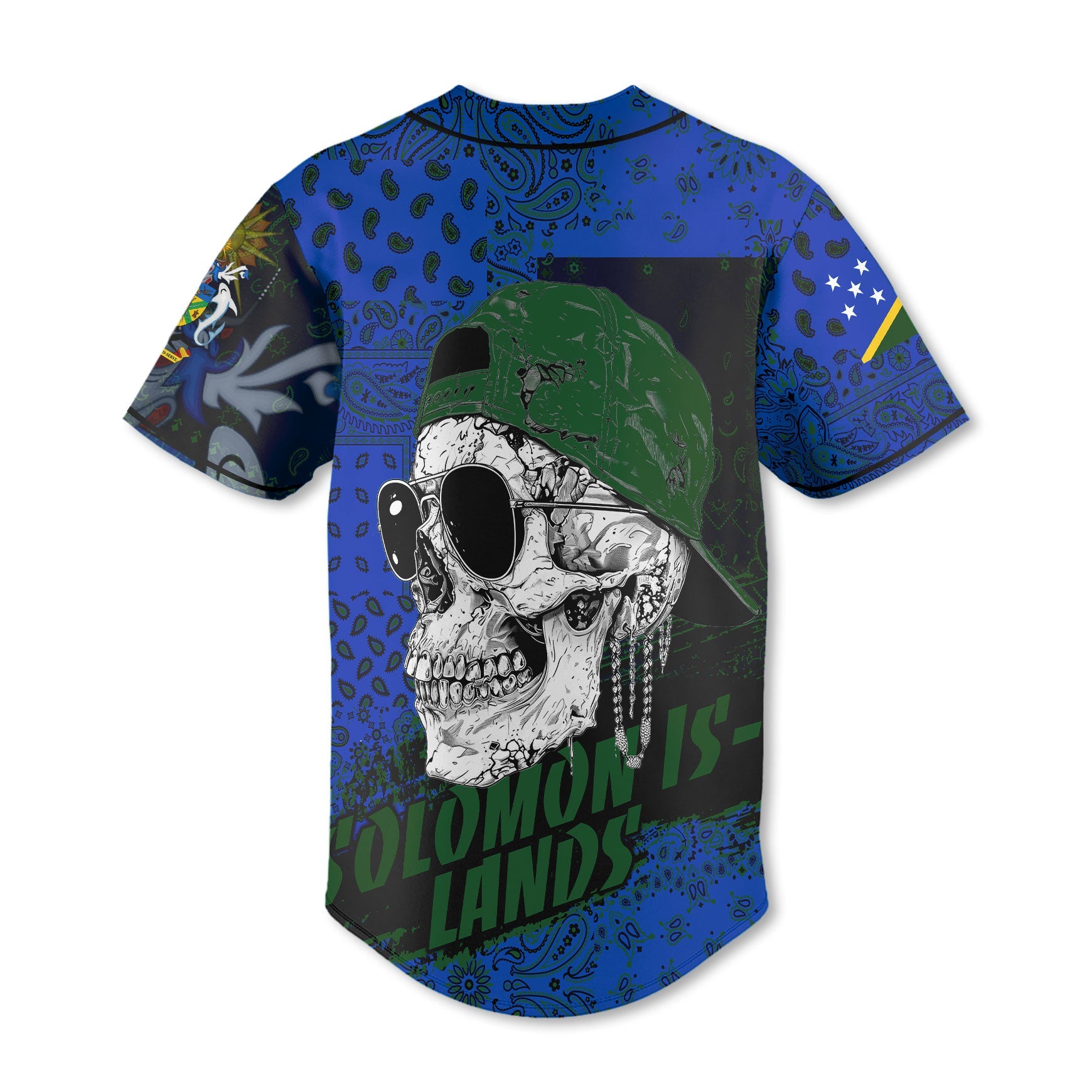 Solomon Islands Baseball Jersey Paisley Flag And Skull Style 3