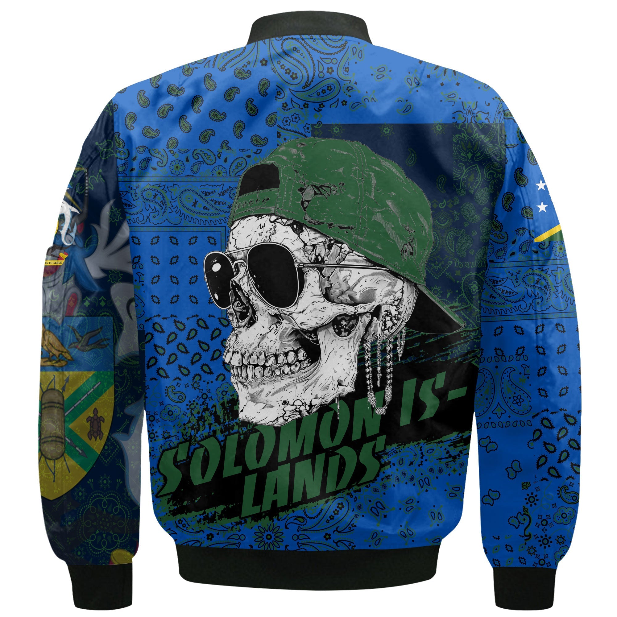 Solomon Islands Bomber Jacket Paisley Flag And Skull Style 3