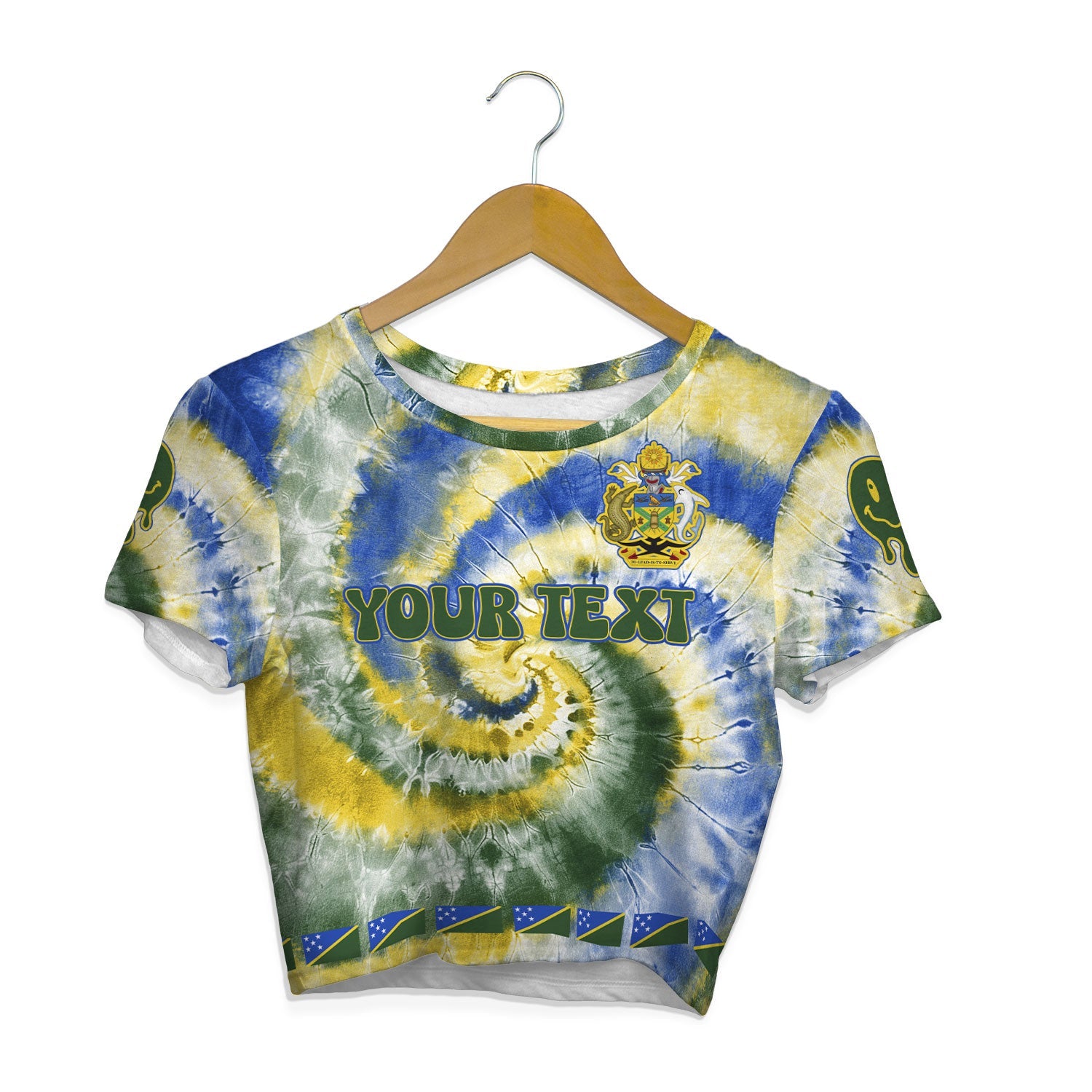 Solomon Islands Croptop T Shirt Custom Tie Dye Style 1