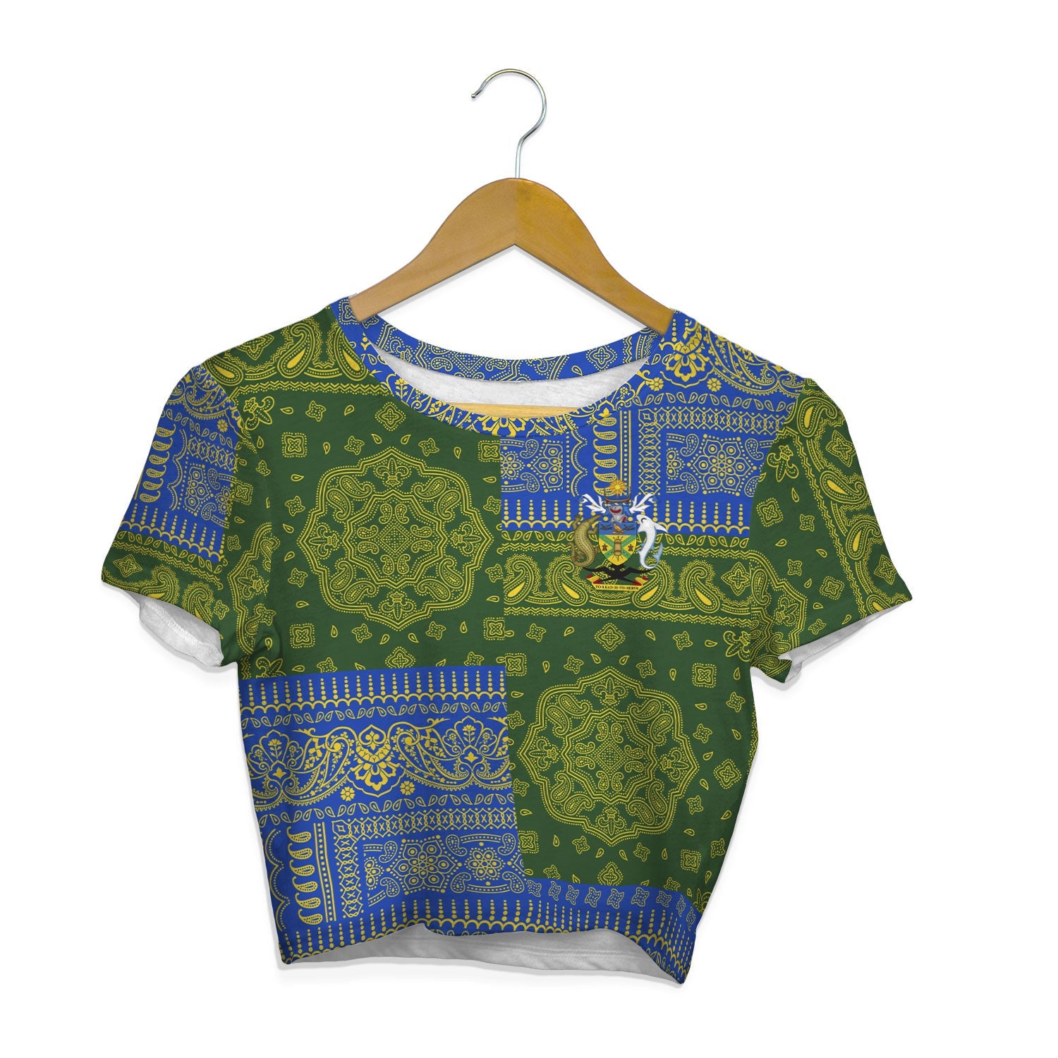 Solomon Islands Croptop T Shirt Flag And Paisley Basic Style 1