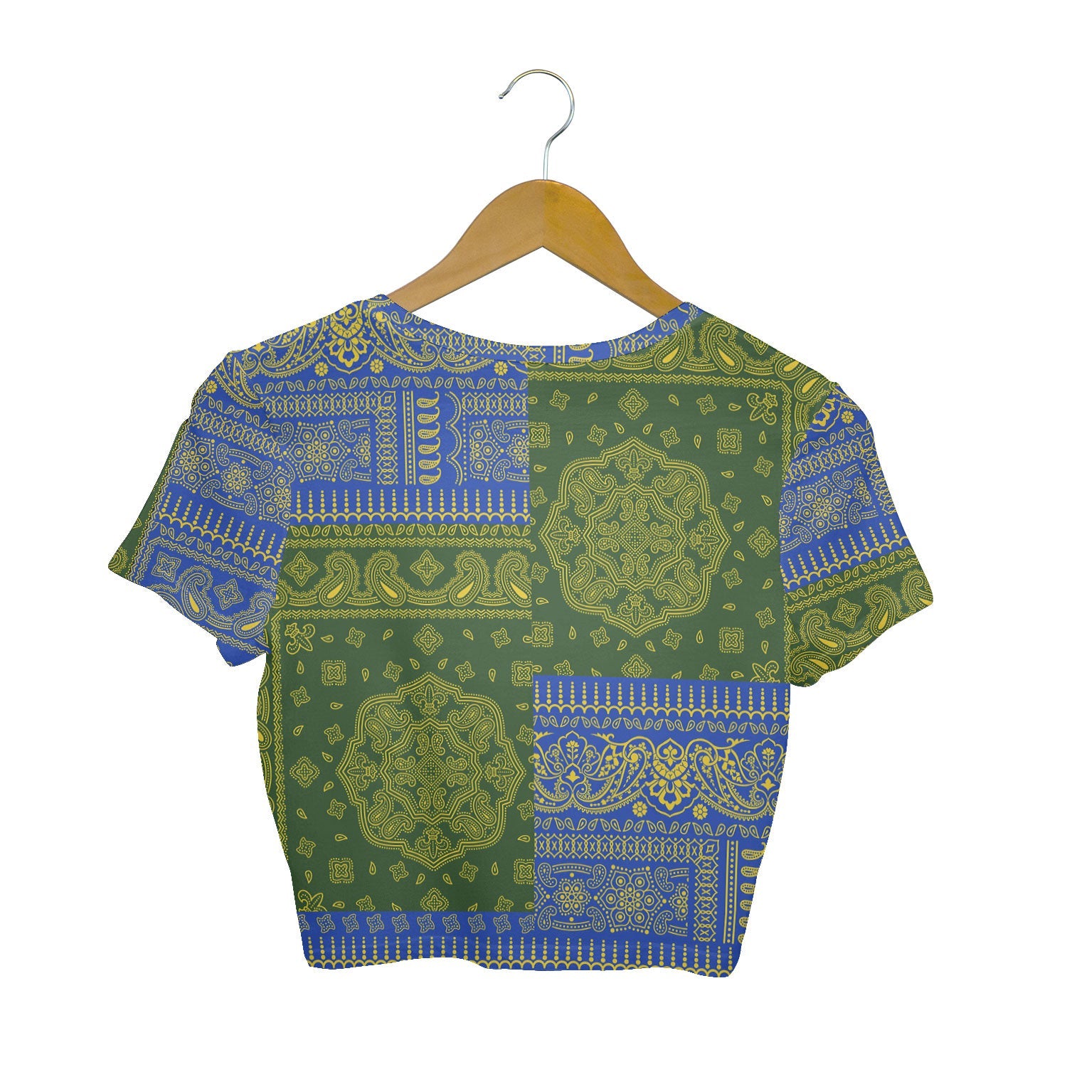 Solomon Islands Croptop T Shirt Flag And Paisley Basic Style 2