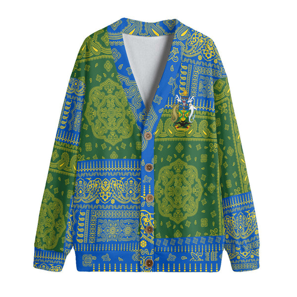 Solomon Islands Fleece Cardigan Flag And Paisley Basic Style 1