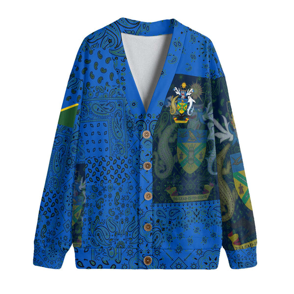 Solomon Islands Fleece Cardigan Paisley Flag And Skull Style 1