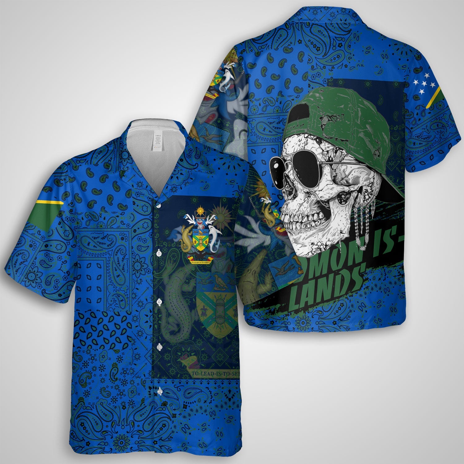 Solomon Islands Hawaiian Shirt Paisley Flag And Skull Style 1