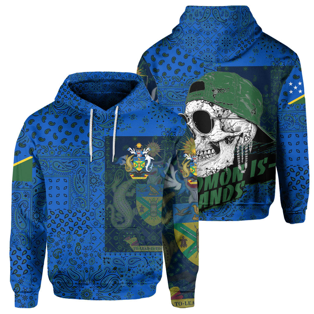 Solomon Islands Hoodie Paisley Flag And Skull Style 1