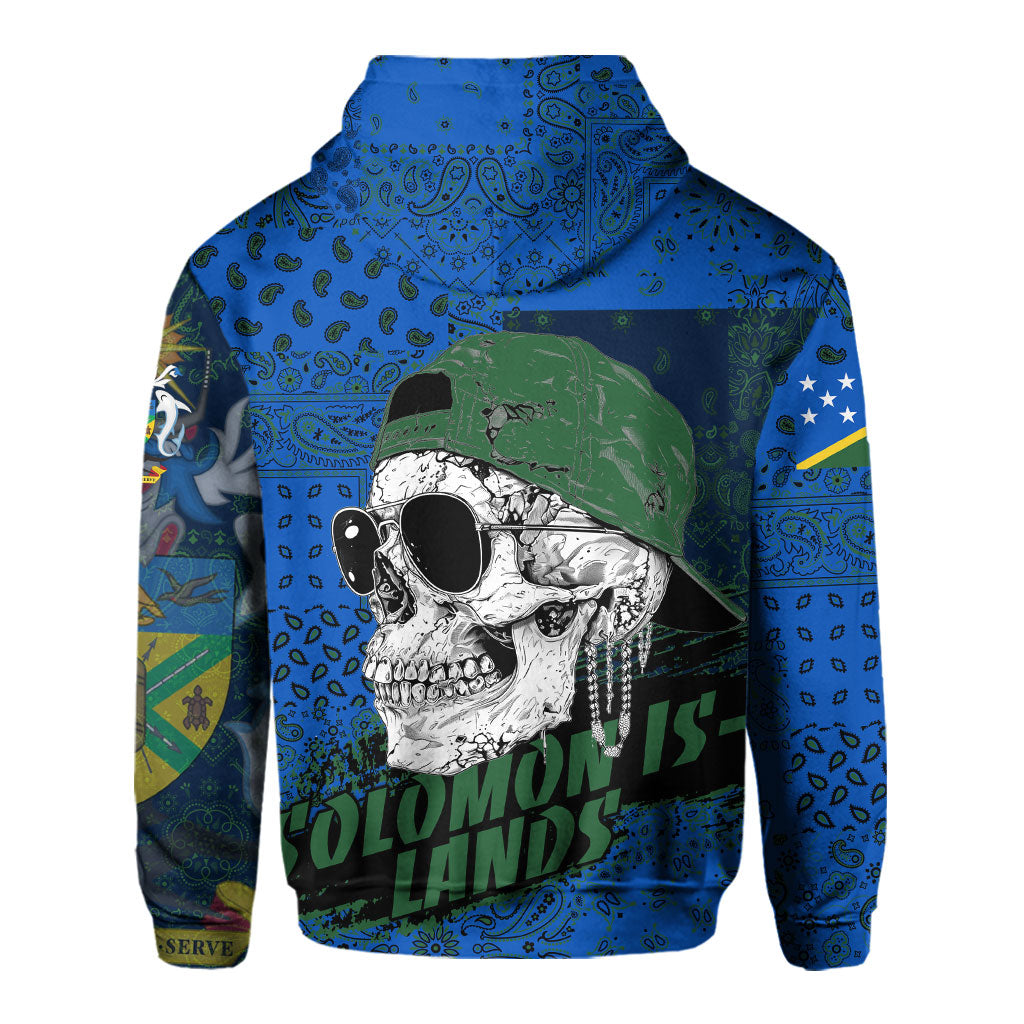 Solomon Islands Hoodie Paisley Flag And Skull Style 3