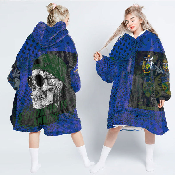 Solomon Islands Hoodie Blanket Paisley Flag And Skull Style 1