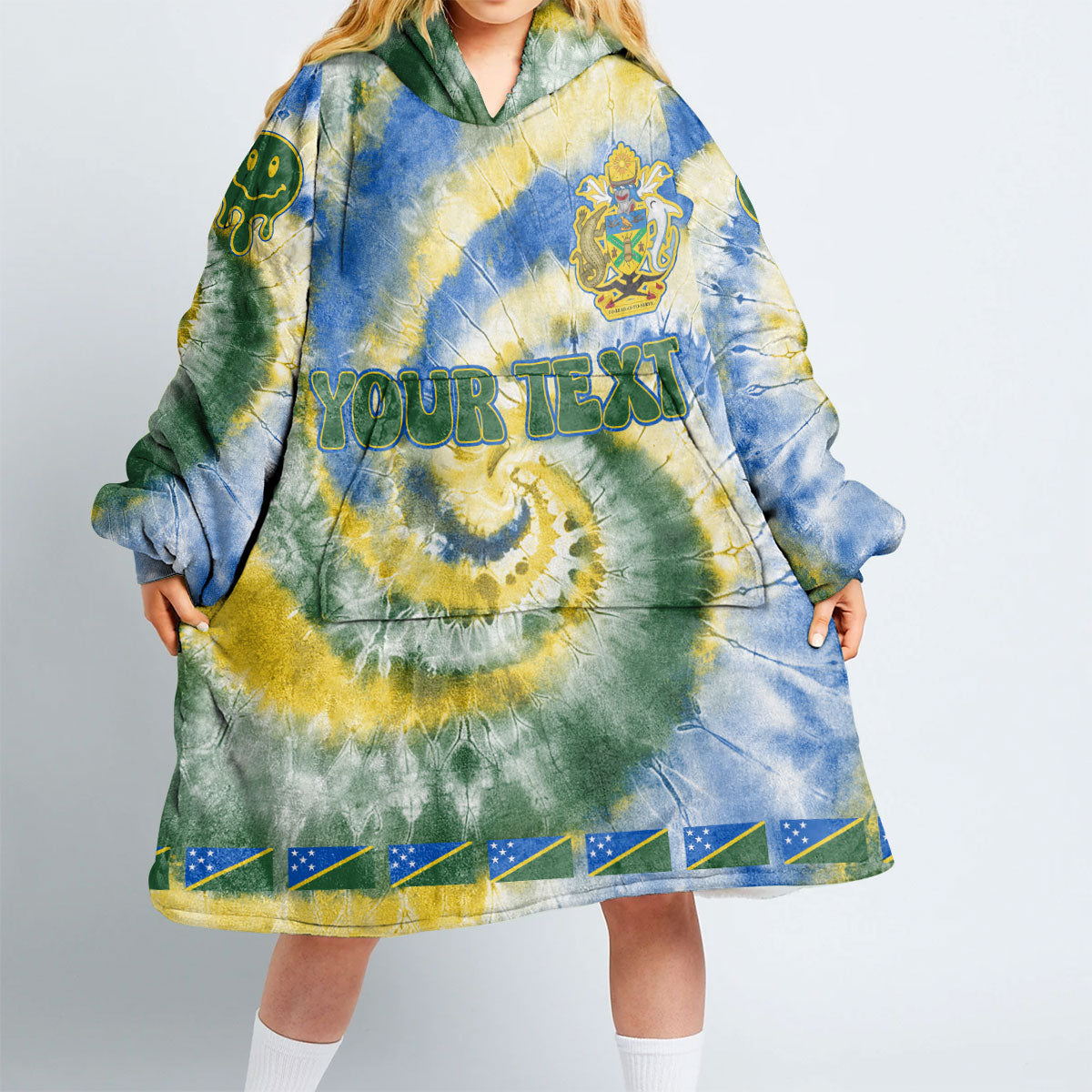 Solomon Islands Hoodie Blanket Custom Tie Dye Style 2