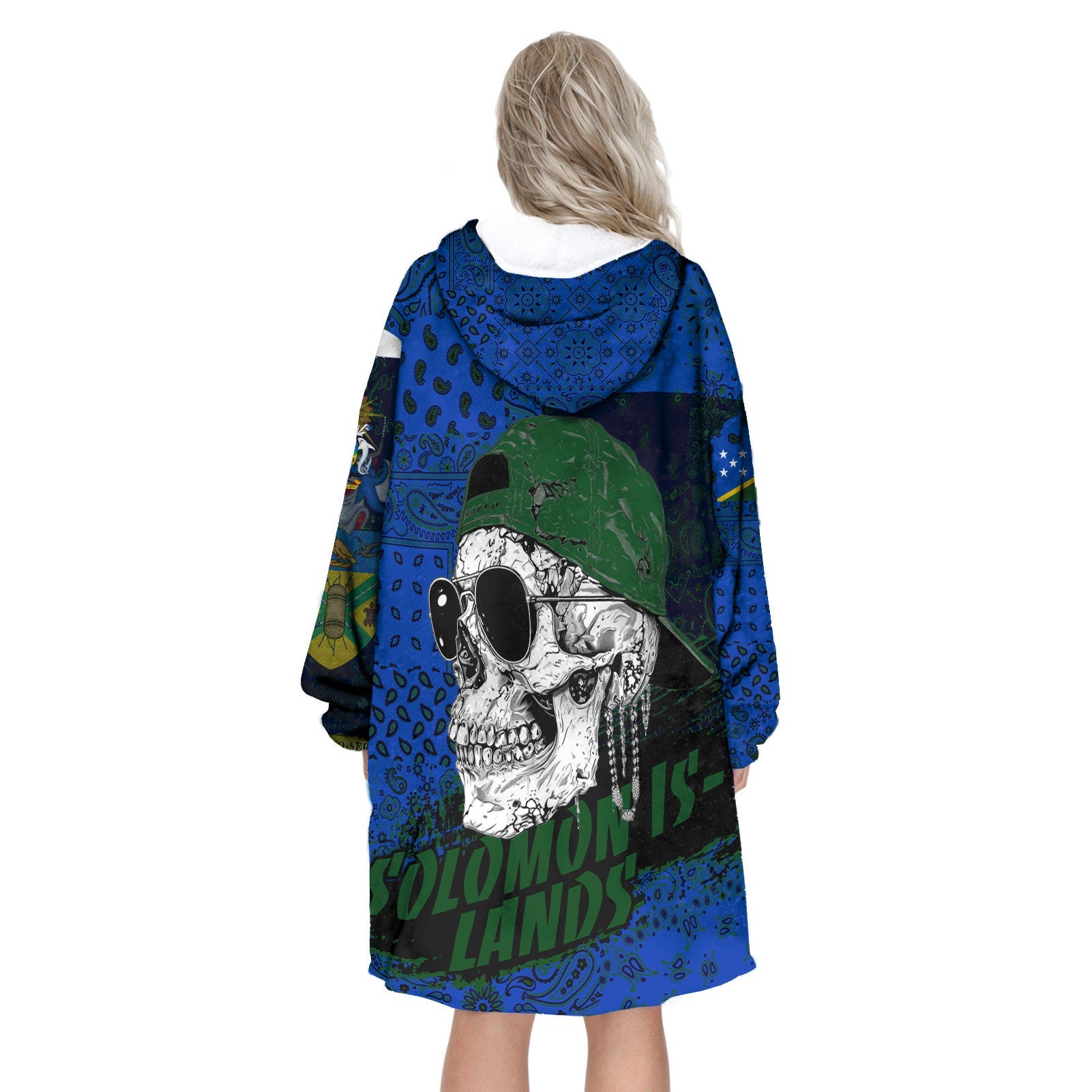 Solomon Islands Hoodie Blanket Paisley Flag And Skull Style 3