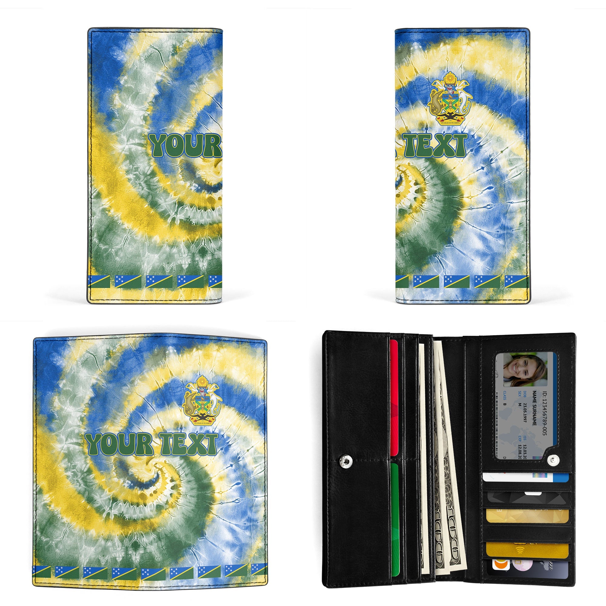 Solomon Islands Leather Wallet Custom Tie Dye Style 3