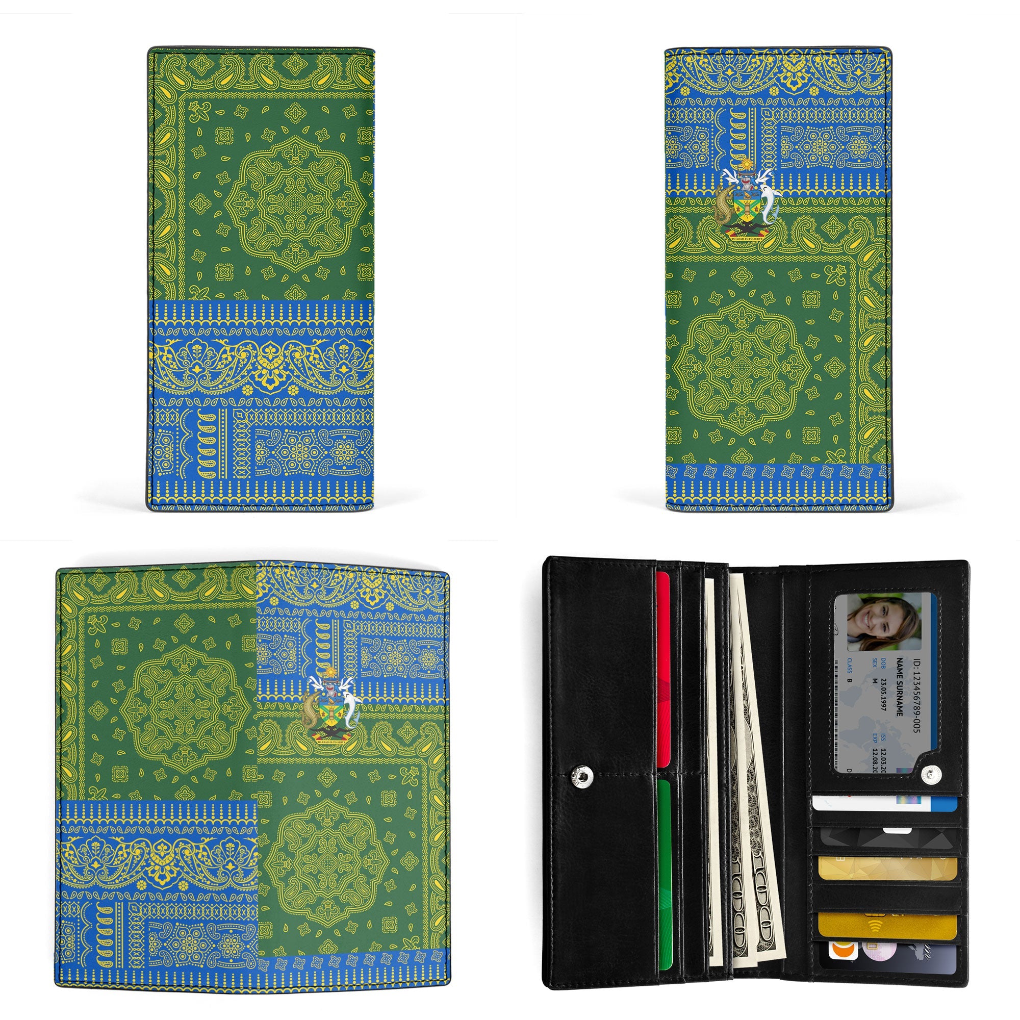 Solomon Islands Leather Wallet Flag And Paisley Basic Style 3