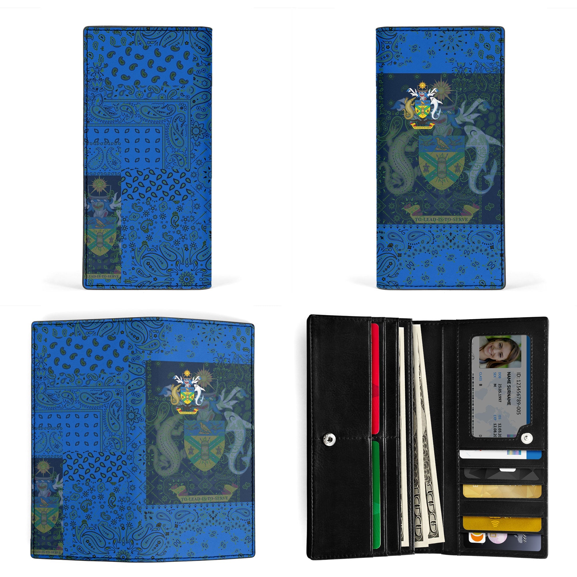 Solomon Islands Leather Wallet Paisley Flag And Skull Style 3