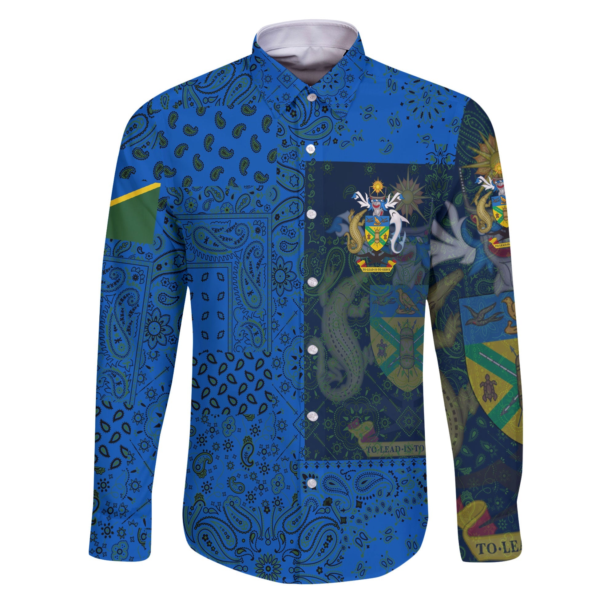 Solomon Islands Long Sleeve Button Shirt Paisley Flag And Skull Style 1