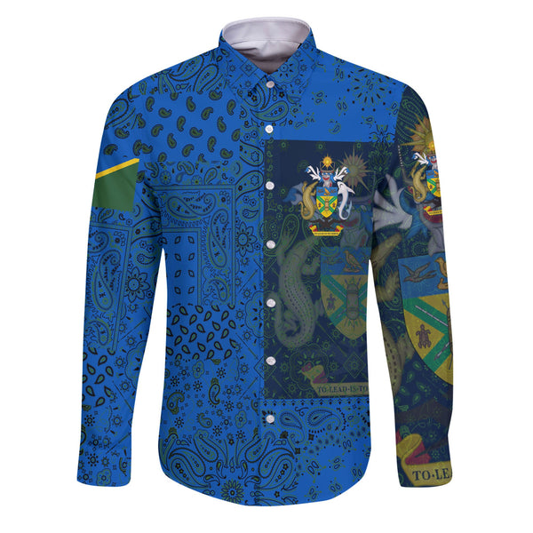 Solomon Islands Long Sleeve Button Shirt Paisley Flag And Skull Style 1