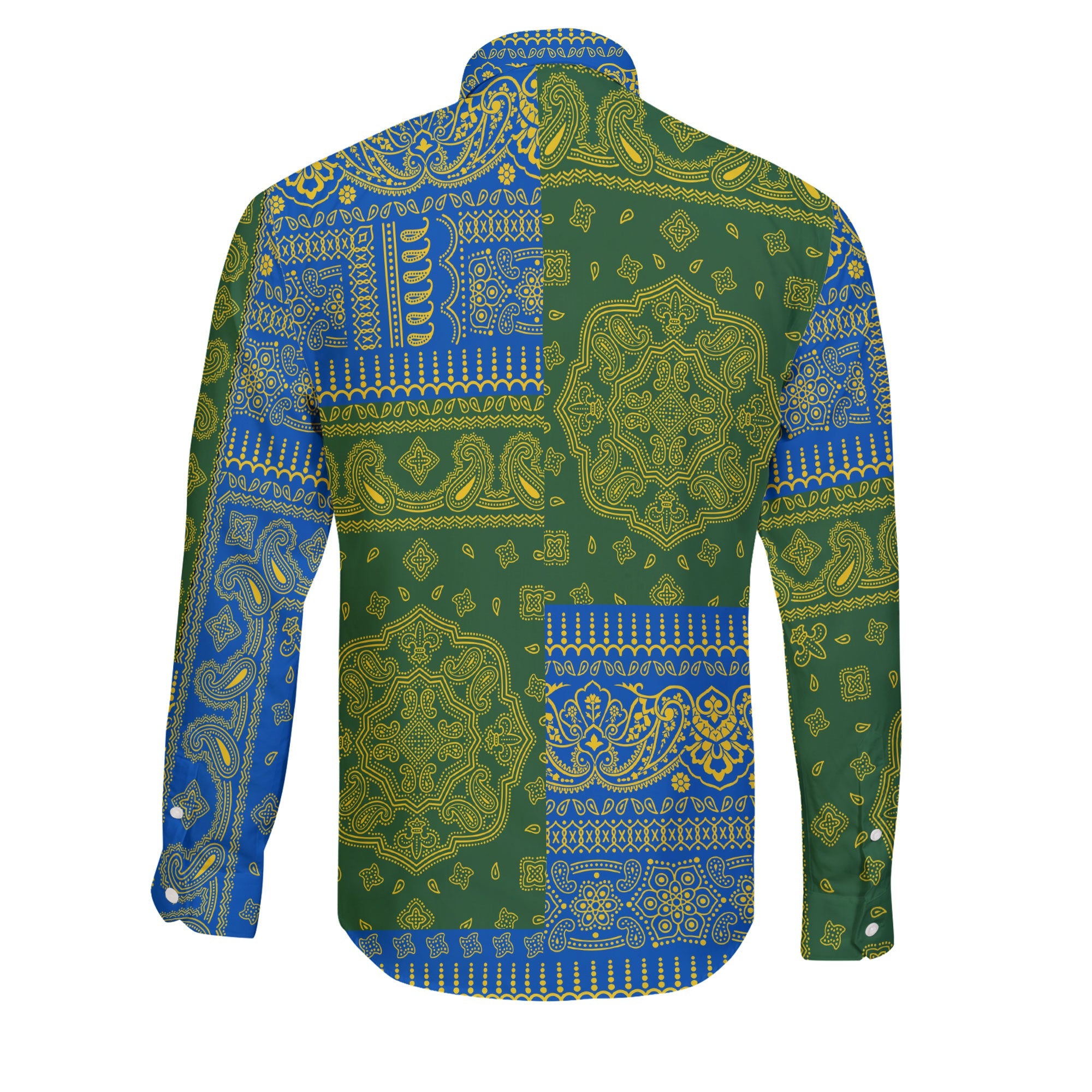 Solomon Islands Long Sleeve Button Shirt Flag And Paisley Basic Style 2