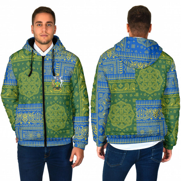 Solomon Islands Men Hooded Padded Jacket Flag And Paisley Basic Style 1