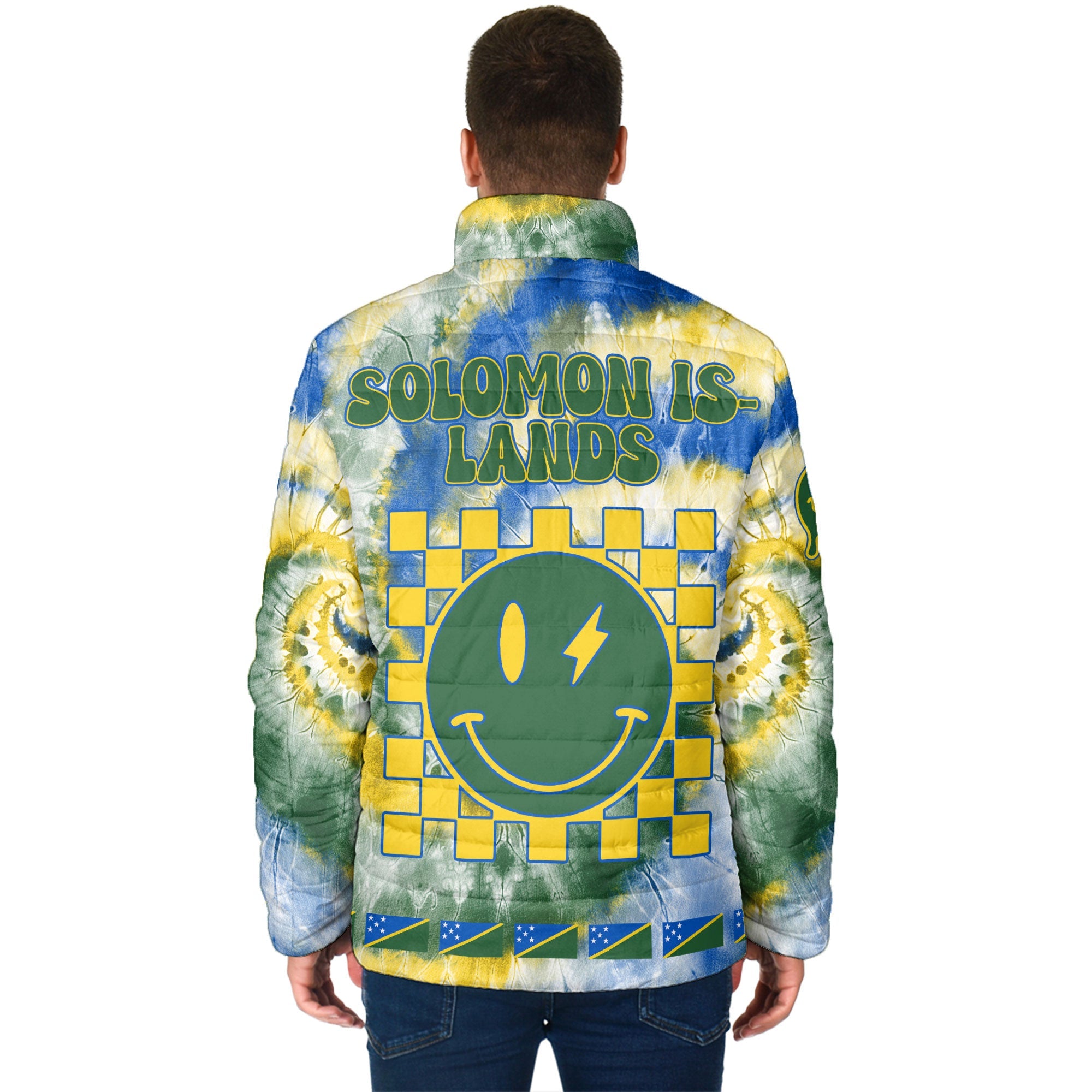 Solomon Islands Men Padded Jacket Custom Tie Dye Style 2