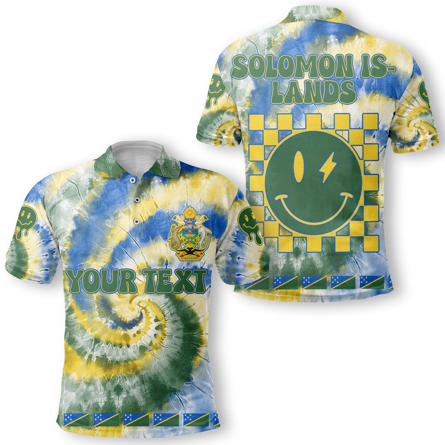 Solomon Islands Polo Shirt Custom Tie Dye Style 1