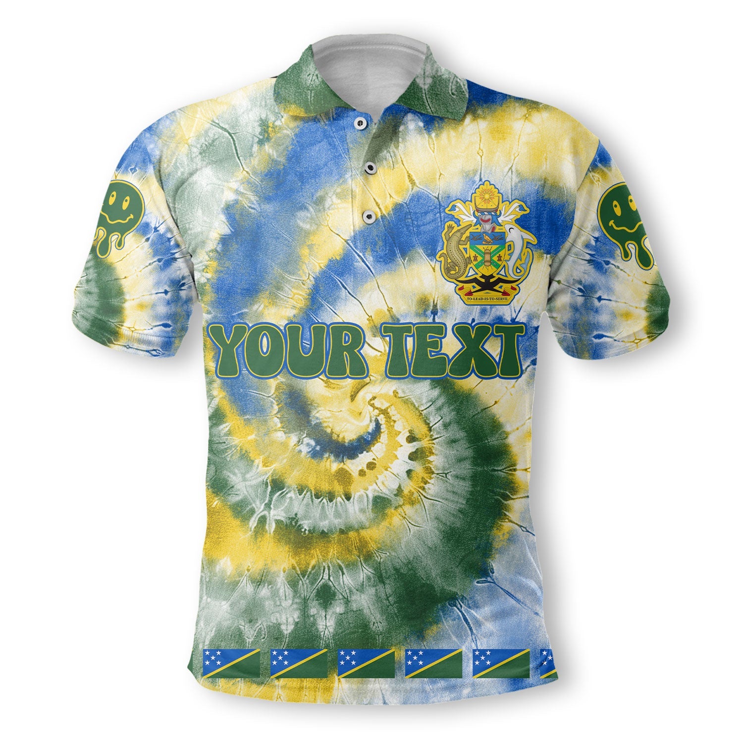 Solomon Islands Polo Shirt Custom Tie Dye Style 2