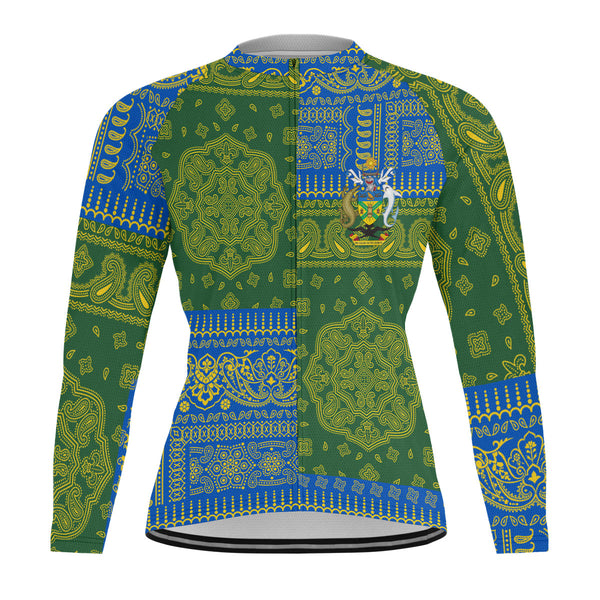 Solomon Islands Raglan Men Cycling Jersey Long Sleeve Flag And Paisley Basic Style 1