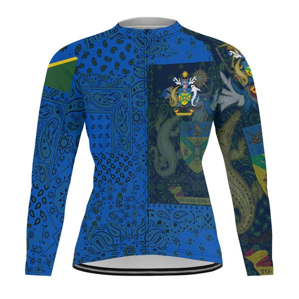 Solomon Islands Raglan Men Cycling Jersey Long Sleeve Paisley Flag And Skull Style 1