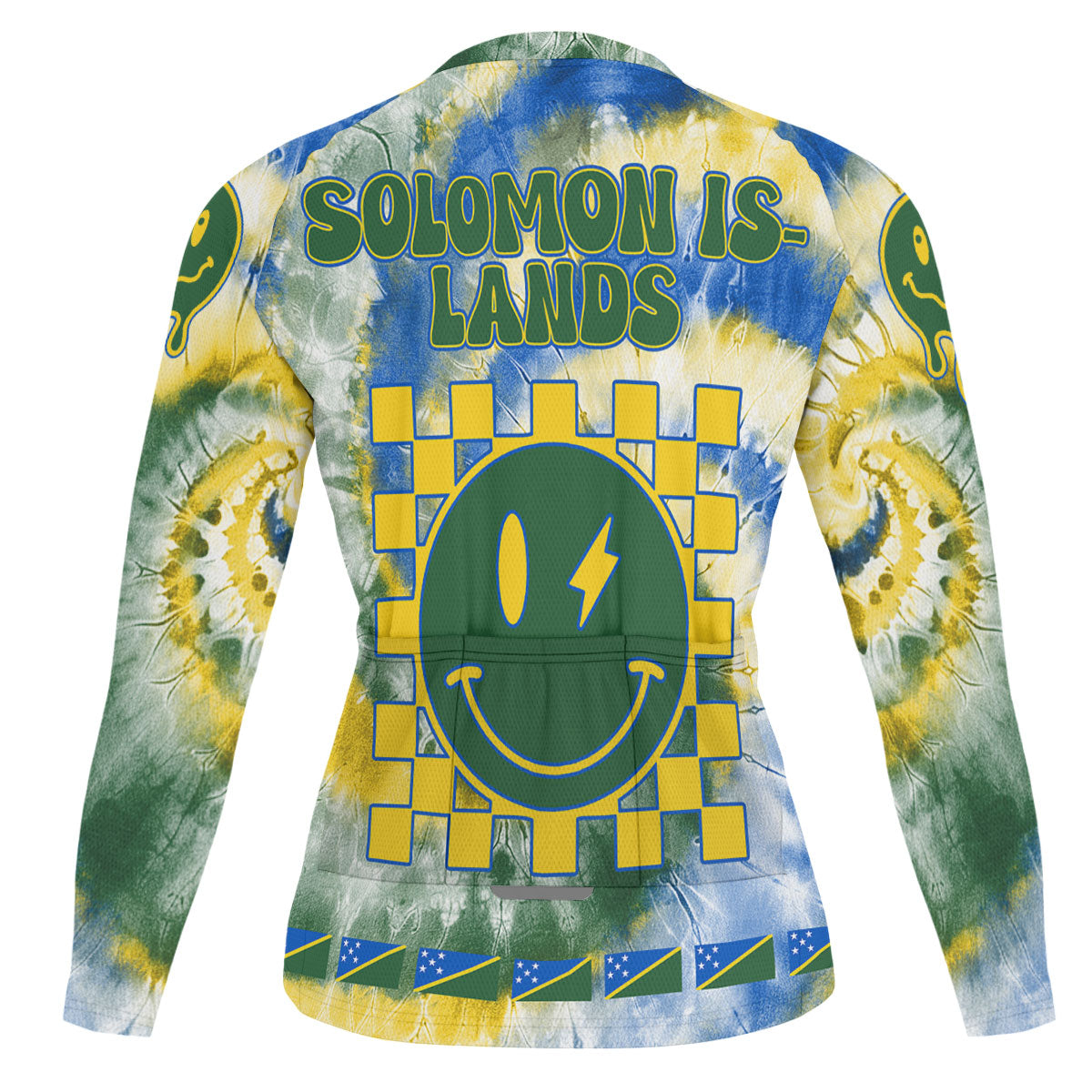 Solomon Islands Raglan Men Cycling Jersey Long Sleeve Custom Tie Dye Style 1