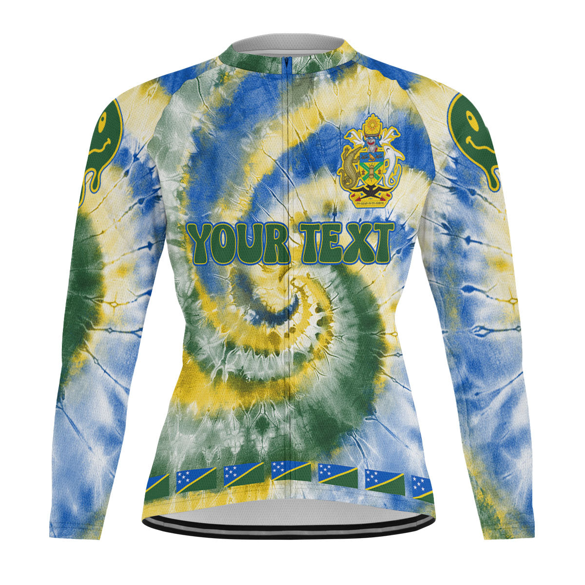 Solomon Islands Raglan Men Cycling Jersey Long Sleeve Custom Tie Dye Style 2