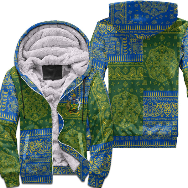 Solomon Islands Sherpa Hoodie Flag And Paisley Basic Style 1