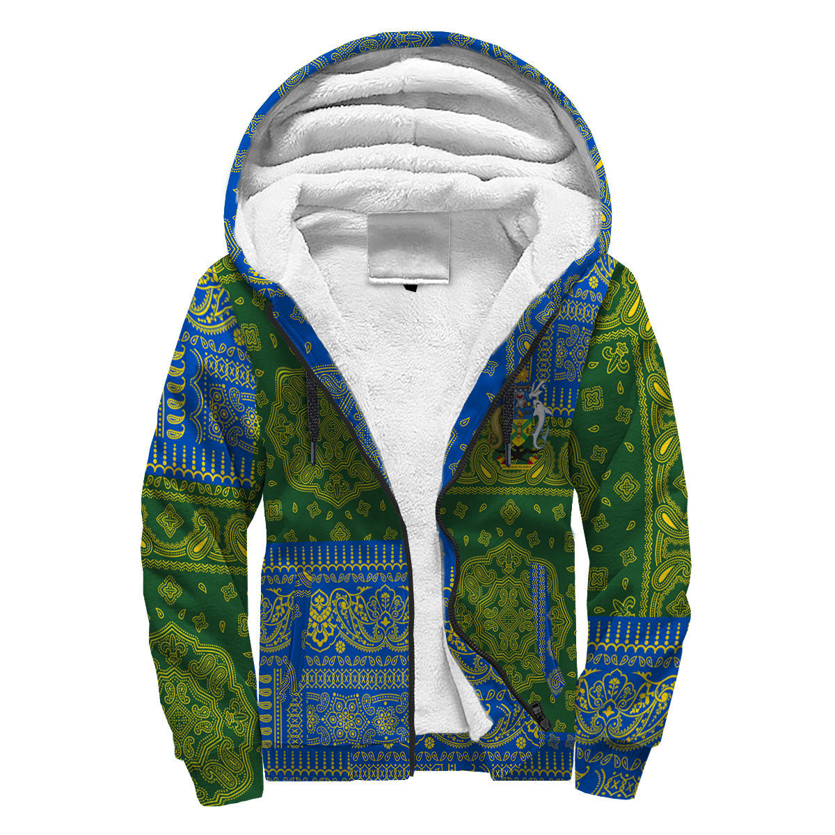 Solomon Islands Sherpa Hoodie Flag And Paisley Basic Style 3