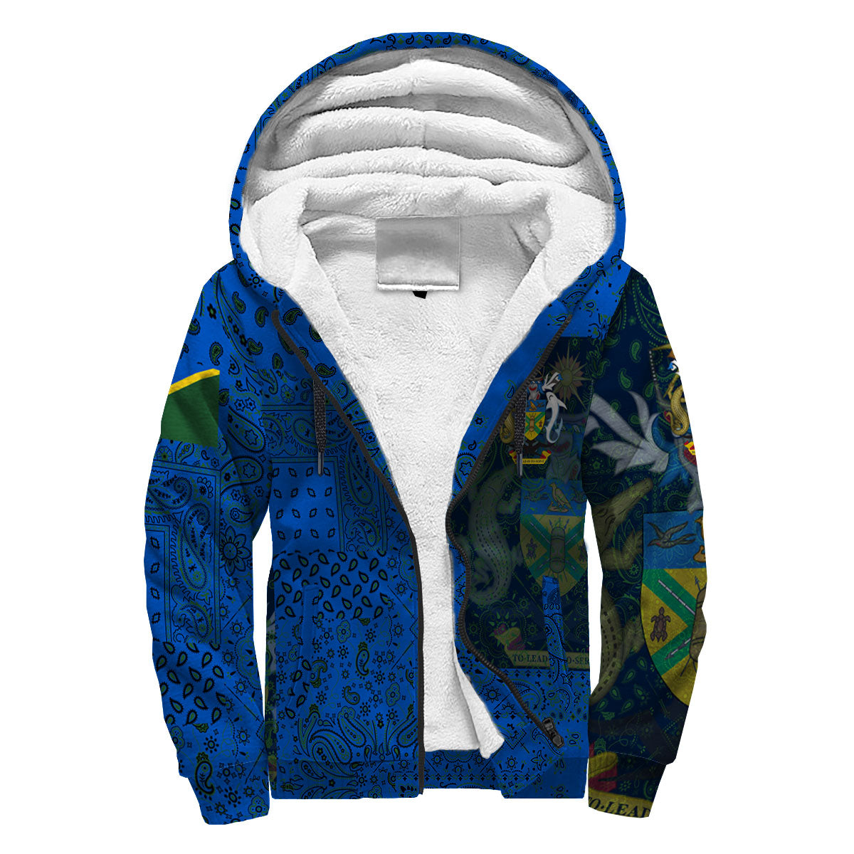 Solomon Islands Sherpa Hoodie Paisley Flag And Skull Style 3