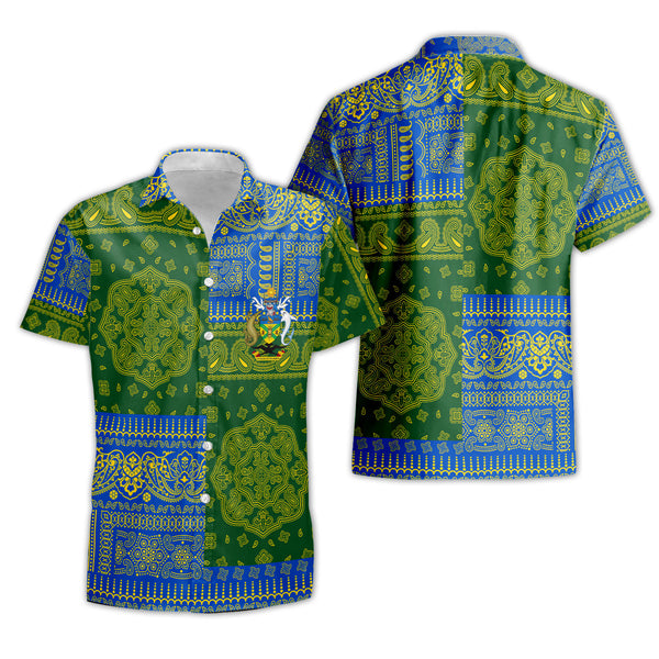 Solomon Islands Short Sleeve Shirt Flag And Paisley Basic Style 1