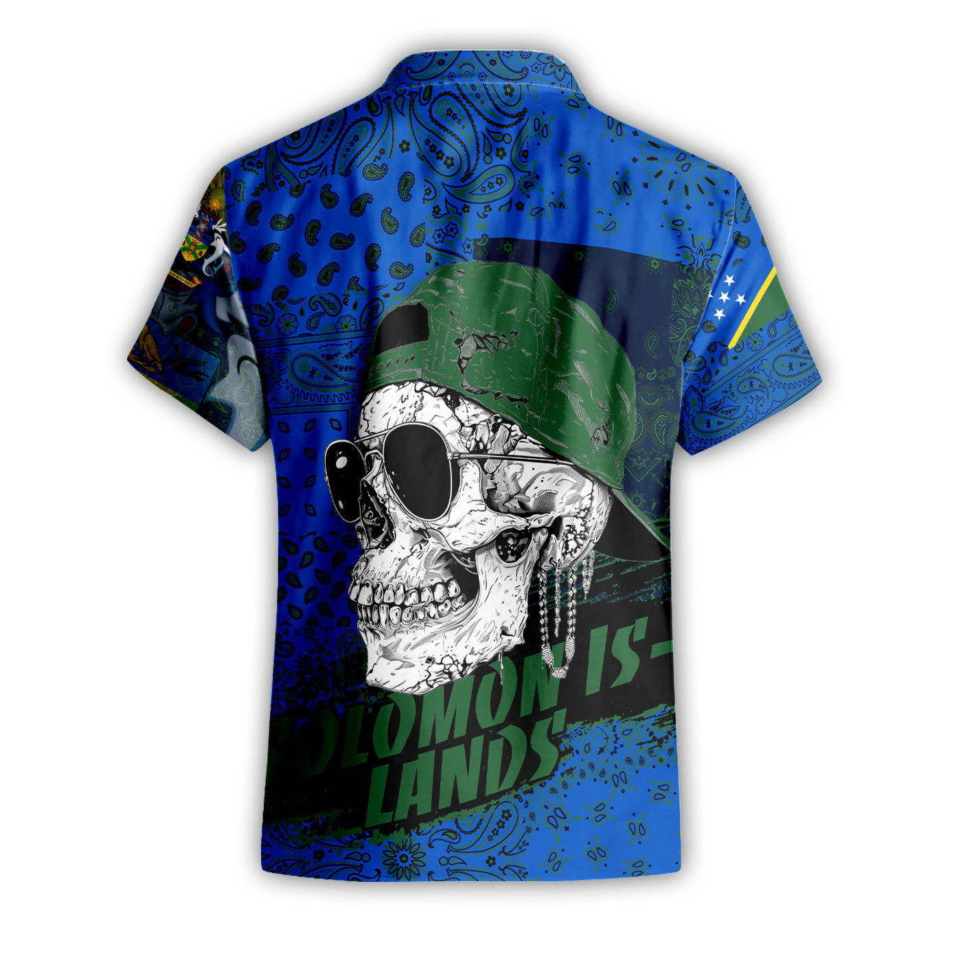 Solomon Islands Short Sleeve Shirt Paisley Flag And Skull Style 2